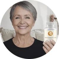 Elizabeth R. from Florida holding Phytomem One for brain fog support